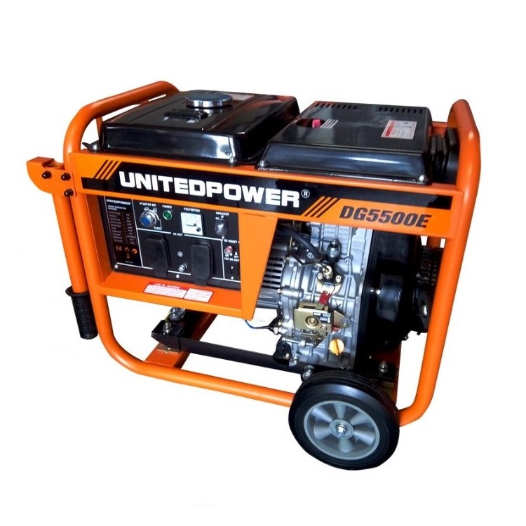 Дизельний електрогенератор United Power DG5500E+B+DC+W, 1 фаза (220В) 4,5 кВт